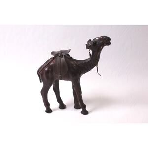 70s Dromedary Camel with Saddle Figurine Leather Wrap Animal Art Object ~ 26022